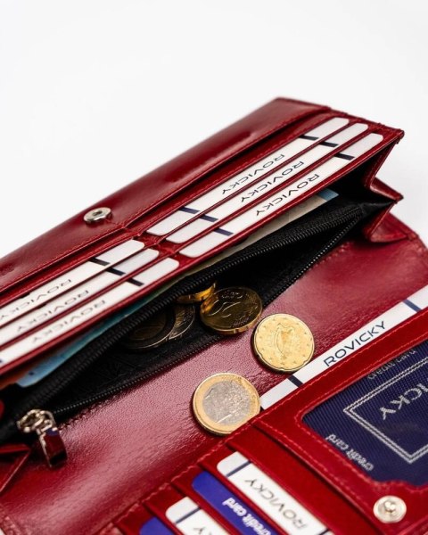 Duży, skórzany portfel damski z systemem RFID - Rovicky Duży, skórzany portfel damski z systemem RFID - Rovicky