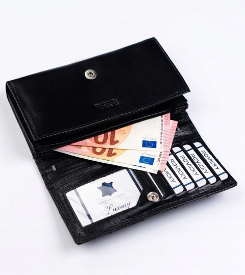 Duży, skórzany portfel damski z systemem RFID - Rovicky Duży, skórzany portfel damski z systemem RFID - Rovicky