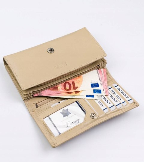 Duży, skórzany portfel damski z systemem RFID - Rovicky Duży, skórzany portfel damski z systemem RFID - Rovicky