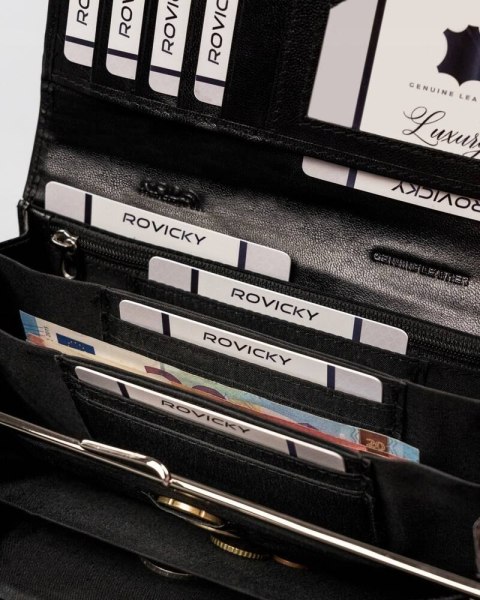 Duży skórzany portfel z systemem RFID Protect - Rovicky Duży skórzany portfel z systemem RFID Protect - Rovicky