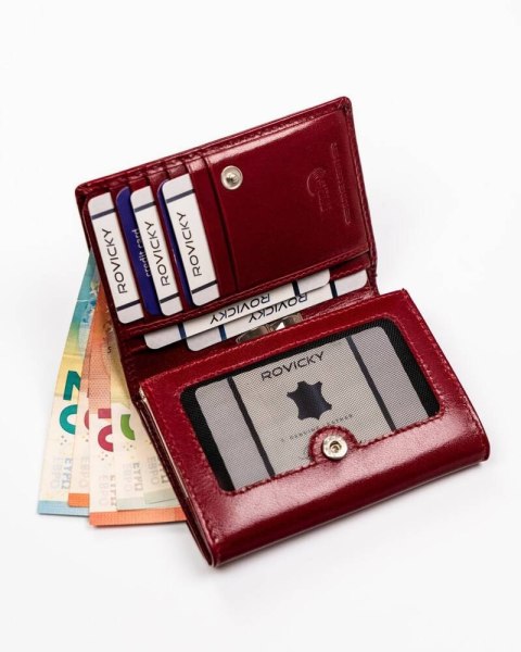 Klasyczny, skórzany portfel damski z systemem RFID - Rovicky Klasyczny, skórzany portfel damski z systemem RFID - Rovicky