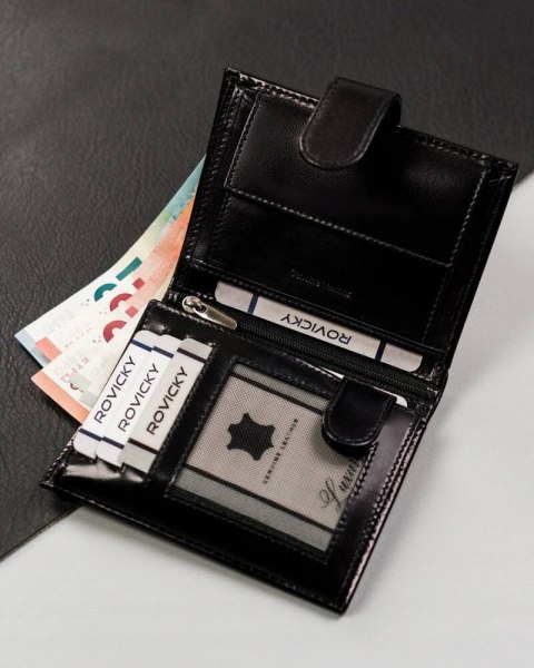 Skórzany, duży portfel męski z systemem RFID - Rovicky Skórzany, duży portfel męski z systemem RFID - Rovicky