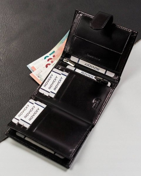 Skórzany, duży portfel męski z systemem RFID - Rovicky Skórzany, duży portfel męski z systemem RFID - Rovicky