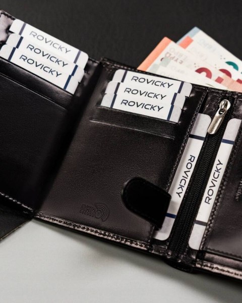 Skórzany, duży portfel męski z systemem RFID - Rovicky Skórzany, duży portfel męski z systemem RFID - Rovicky