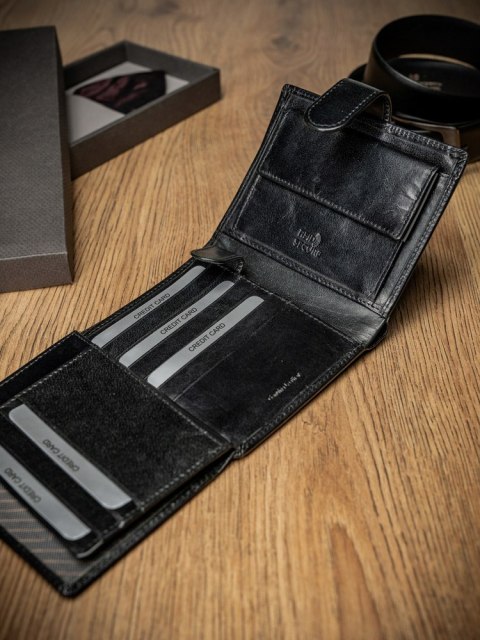 Elegancki, pionowy portfel męski ze skóry naturalnej - Rovicky Elegancki, pionowy portfel męski ze skóry naturalnej - Rovicky
