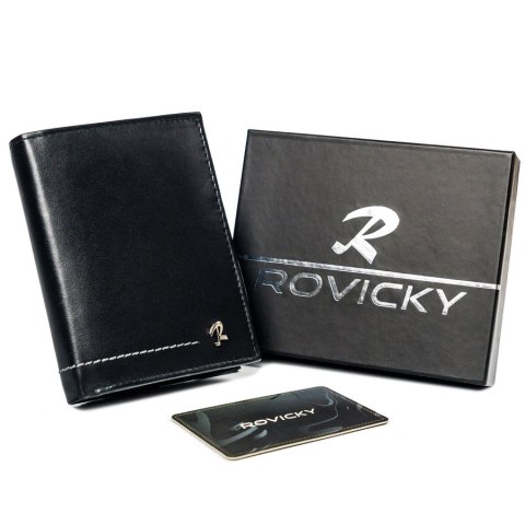 Pionowy portfel męski ze skóry naturalnej - Rovicky Pionowy portfel męski ze skóry naturalnej - Rovicky