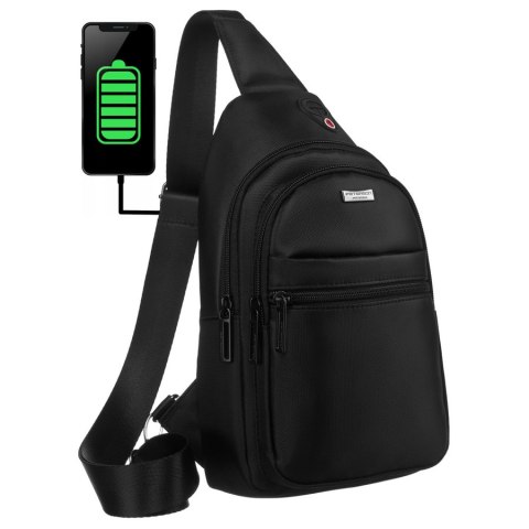 Saszetka męska-plecaczek na ramię z portem USB - Peterson Saszetka męska-plecaczek na ramię z portem USB - Peterson