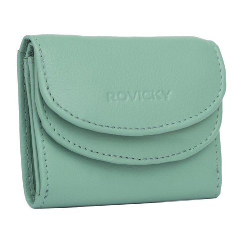Elegancki, mały portfel damski na zatrzask ze skóry naturalnej - Rovicky Elegancki, mały portfel damski na zatrzask ze skóry naturalnej - Rovicky