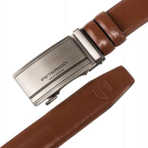 Elegancki pasek męski z klamrą automatyczną wykonany ze skóry naturalnej - Peterson Elegancki pasek męski z klamrą automatyczną wykonany ze skóry naturalnej - Peterson