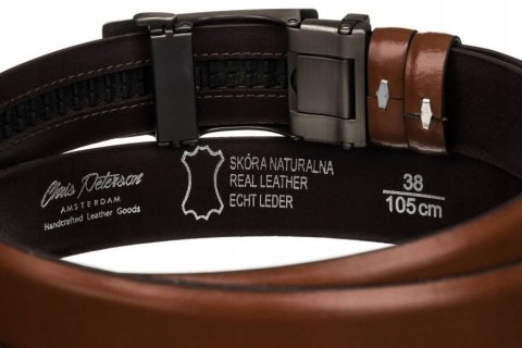 Elegancki pasek męski z klamrą automatyczną wykonany ze skóry naturalnej - Peterson Elegancki pasek męski z klamrą automatyczną wykonany ze skóry naturalnej - Peterson