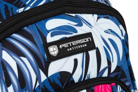 Plecak z poliestru pokryty roślinnym wzorem z dużą kieszenią na froncie - Peterson Plecak z poliestru pokryty roślinnym wzorem z dużą kieszenią na froncie - Peterson