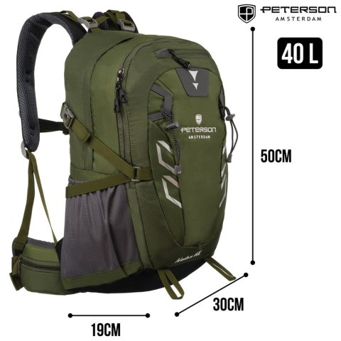 Sportowy plecak turystyczny Adventure zielony z gwizdkiem ratunkowym - Peterson Sportowy plecak turystyczny Adventure zielony z gwizdkiem ratunkowym - Peterson