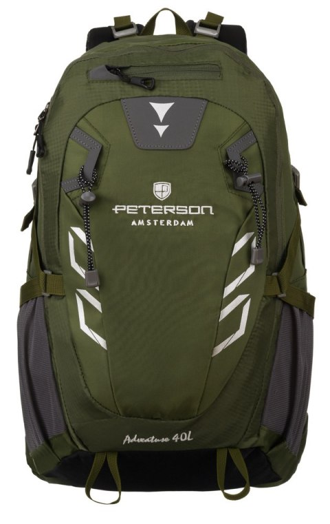 Sportowy plecak turystyczny Adventure zielony z gwizdkiem ratunkowym - Peterson Sportowy plecak turystyczny Adventure zielony z gwizdkiem ratunkowym - Peterson
