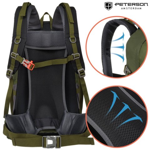 Sportowy plecak turystyczny Adventure zielony z gwizdkiem ratunkowym - Peterson Sportowy plecak turystyczny Adventure zielony z gwizdkiem ratunkowym - Peterson