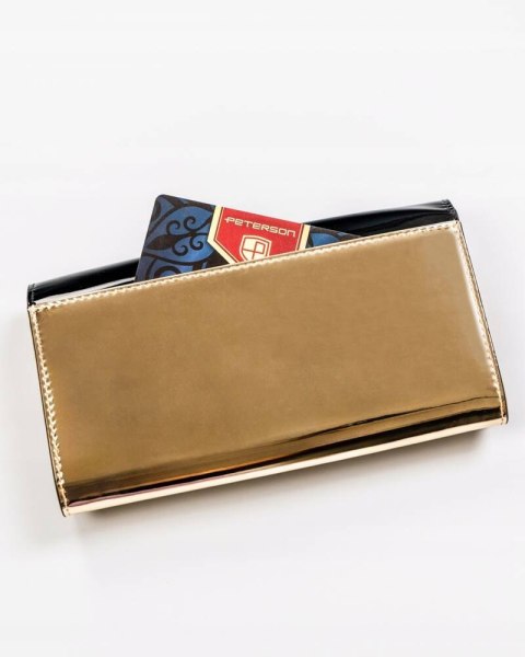 Czarno-złoty, elegancki portfel damski zamykany na zatrzask - Peterson Czarno-złoty, elegancki portfel damski zamykany na zatrzask - Peterson