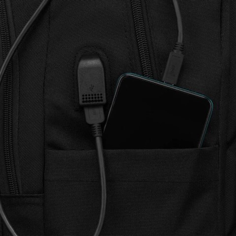Plecak szkolny w kolorze czarnym z portem USB - Peterson Plecak szkolny w kolorze czarnym z portem USB - Peterson