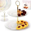 Patera Dekoracyjny Szklana 2-Piętrowa Stojak na Ciasto Przekąski ORION 24cm