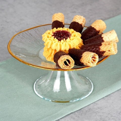 Patera na Tort Ciasto Przekąski Szklana na Nóżce Szklana ORION 15,5 cm Patera na Tort Ciasto Przekąski Szklana na Nóżce Szklana ORION 15,5 cm