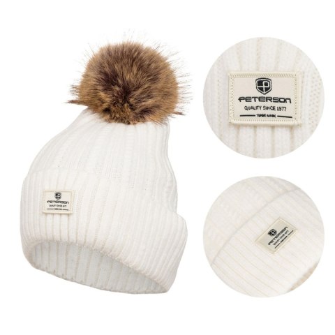 Damska czapka zimowa z pomponem w naturalnych barwach - Peterson Damska czapka zimowa z pomponem w naturalnych barwach - Peterson