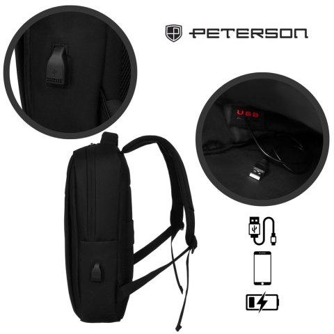 Minimalistyczny plecak podróżny z portem USB - Peterson Minimalistyczny plecak podróżny z portem USB - Peterson