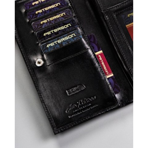 Czarny portfel damski na dokumenty z RFID - Peterson Czarny portfel damski na dokumenty z RFID - Peterson