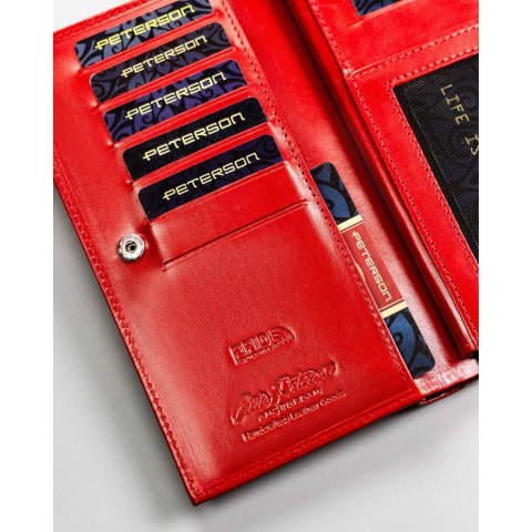 Damski portfel na bilon i banknoty czerwony z RFID - Peterson Damski portfel na bilon i banknoty czerwony z RFID - Peterson