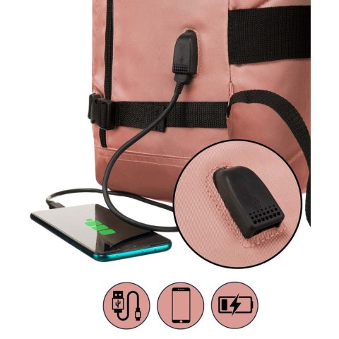 Pojemny, podróżny plecak kabinowy z portem USB w różowym kolorze - Peterson Pojemny, podróżny plecak kabinowy z portem USB w różowym kolorze - Peterson