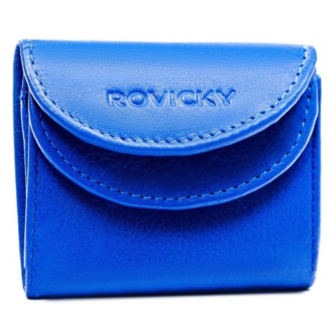 Skórzana minimalistyczna portmonetka damska na zatrzask - Rovicky Skórzana minimalistyczna portmonetka damska na zatrzask - Rovicky