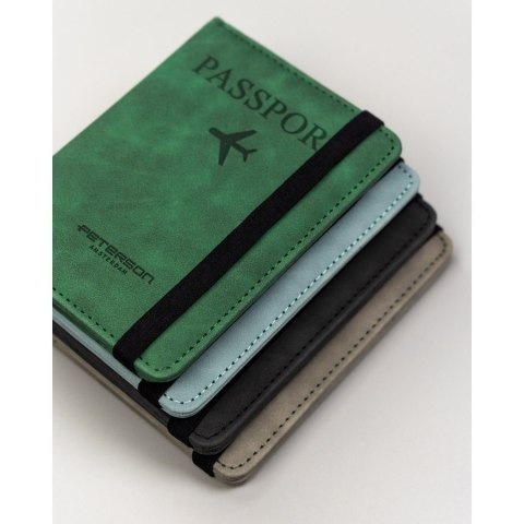 Etui na dokumenty/paszport wykonane ze skóry ekologicznej w zielonym kolorze - Peterson