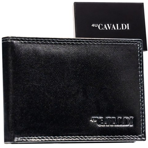 Cienkie, czarne etui na karty ze skóry naturalnej - 4U Cavaldi