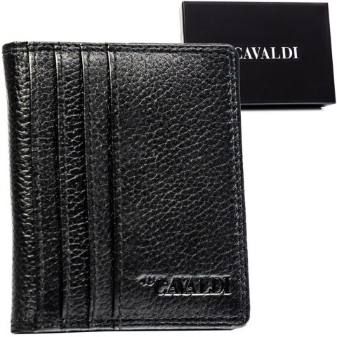 Czarne etui na karty ze skóry naturalnej z systemem RFID - 4U Cavaldi