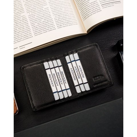 Czarne etui na karty ze skóry naturalnej z systemem RFID - 4U Cavaldi
