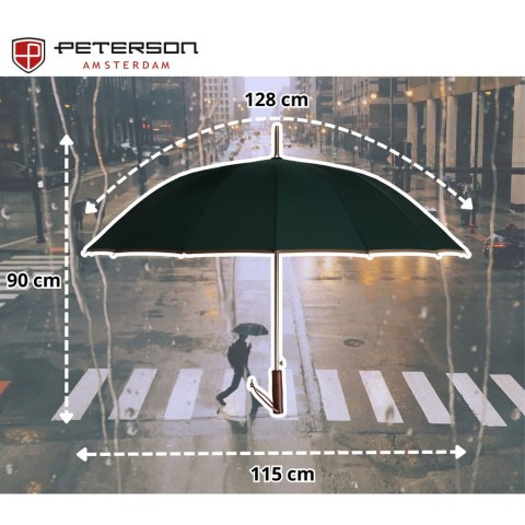 Elegancki, zielony parasol z dużą czaszą - Peterson