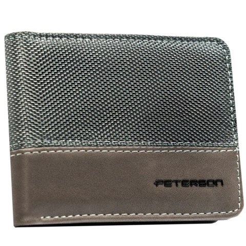Szary portfel męski bez zapięcia zewnętrznego z systemem RFID - Peterson