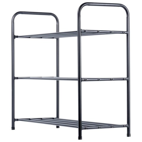 Półka Regał na Buty 3-Poziomowy Metalowy Czarny Solidny VILDE 63x28x60 cm Półka Regał na Buty 3-Poziomowy Metalowy Czarny Solidny VILDE 63x28x60 cm