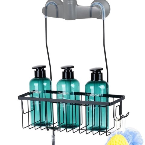 Półka pod prysznic zawieszana metalowa czarna 33,5x12,5x38 cm Półka pod prysznic zawieszana metalowa czarna 33,5x12,5x38 cm
