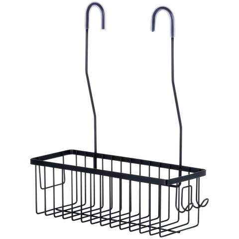 Półka pod prysznic zawieszana metalowa czarna 33,5x12,5x38 cm Półka pod prysznic zawieszana metalowa czarna 33,5x12,5x38 cm