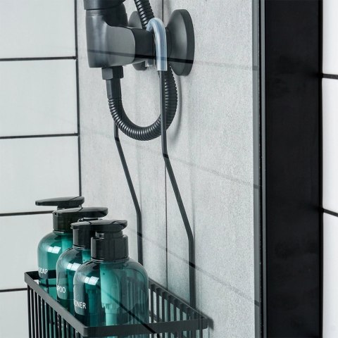 Półka pod prysznic zawieszana metalowa czarna 33,5x12,5x38 cm Półka pod prysznic zawieszana metalowa czarna 33,5x12,5x38 cm