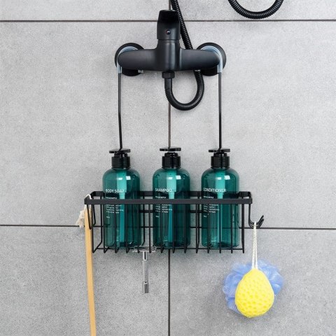 Półka pod prysznic zawieszana metalowa czarna 33,5x12,5x38 cm Półka pod prysznic zawieszana metalowa czarna 33,5x12,5x38 cm