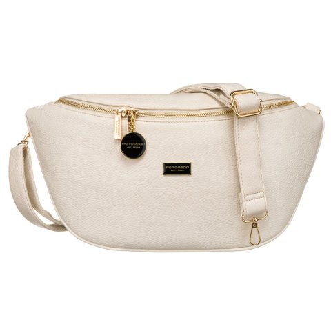 Miejska modna beżowa nerka damska na biodra lub przez ramię crossbody skóra ekologiczna Peterson Miejska modna beżowa nerka damska na biodra lub przez ramię crossbody skóra ekologiczna Peterson