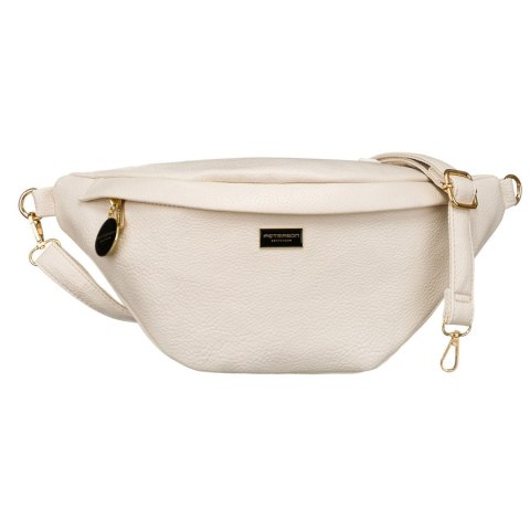 Miejska saszetka damska beżowa z eko skóry nerka na biodra lub na ramię crossbody Peterson Miejska saszetka damska beżowa z eko skóry nerka na biodra lub na ramię crossbody Peterson