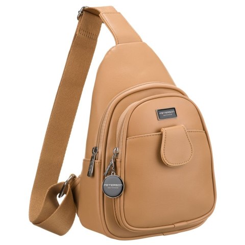 Sportowa beżowa saszetka damska na ramię nerka crossbody ze skóry ekologicznej Peterson Sportowa beżowa saszetka damska na ramię nerka crossbody ze skóry ekologicznej Peterson