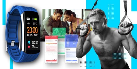 Smartband GIEWONT Fit&GO Duo GW200-7 - Black + Pasek Sky Blue Smartband GIEWONT Fit&GO Duo GW200-7 - Black + Pasek Sky Blue
