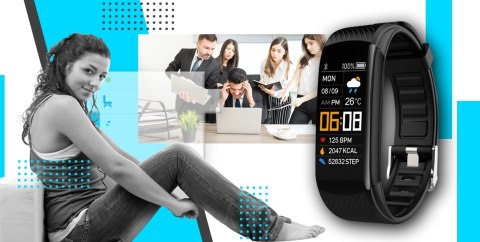 Smartband GIEWONT Fit&GO Duo GW200-7 - Black + Pasek Sky Blue Smartband GIEWONT Fit&GO Duo GW200-7 - Black + Pasek Sky Blue