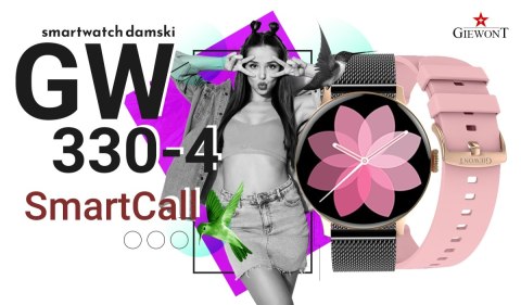 Smartwatch GIEWONT Supernova SmartCall GW330-4 Black Shine/Powder Pink Smartwatch GIEWONT Supernova SmartCall GW330-4 Black Shine/Powder Pink