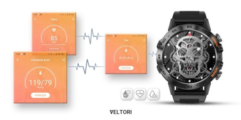 Smartwatch VELTORI VT120-1 Czarny Pasek Silikonowy Smartwatch VELTORI VT120-1 Czarny Pasek Silikonowy