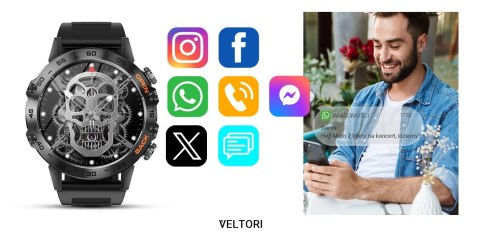 Smartwatch VELTORI VT120-1 Czarny Pasek Silikonowy Smartwatch VELTORI VT120-1 Czarny Pasek Silikonowy