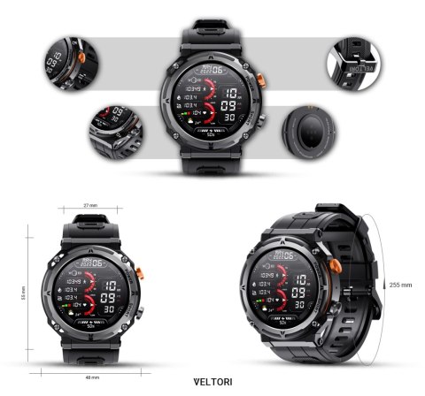 Smartwatch VELTORI VT130-1 Czarny Pasek Silikonowy Smartwatch VELTORI VT130-1 Czarny Pasek Silikonowy