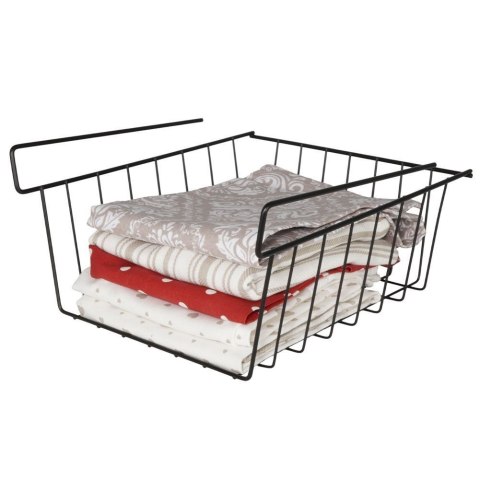 Kosz koszyk podwieszany pod półkę organizer czarny metalowy 27,5 cm Kosz koszyk podwieszany pod półkę organizer czarny metalowy 27,5 cm