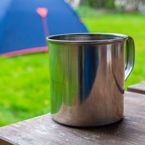 Kubek garnek stalowy z uchwytem turystyczny wędkarski 8 cm 300 ml